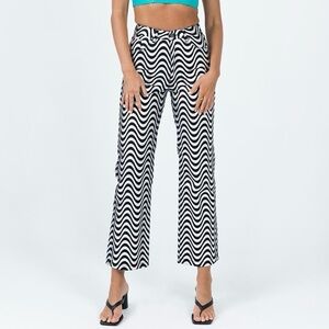 The Ragged Priest High Rise Straight Leg Wave Jeans Glitter Denim Silver / Black